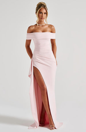 Joyce | Bardot Maxi Dress - Blush