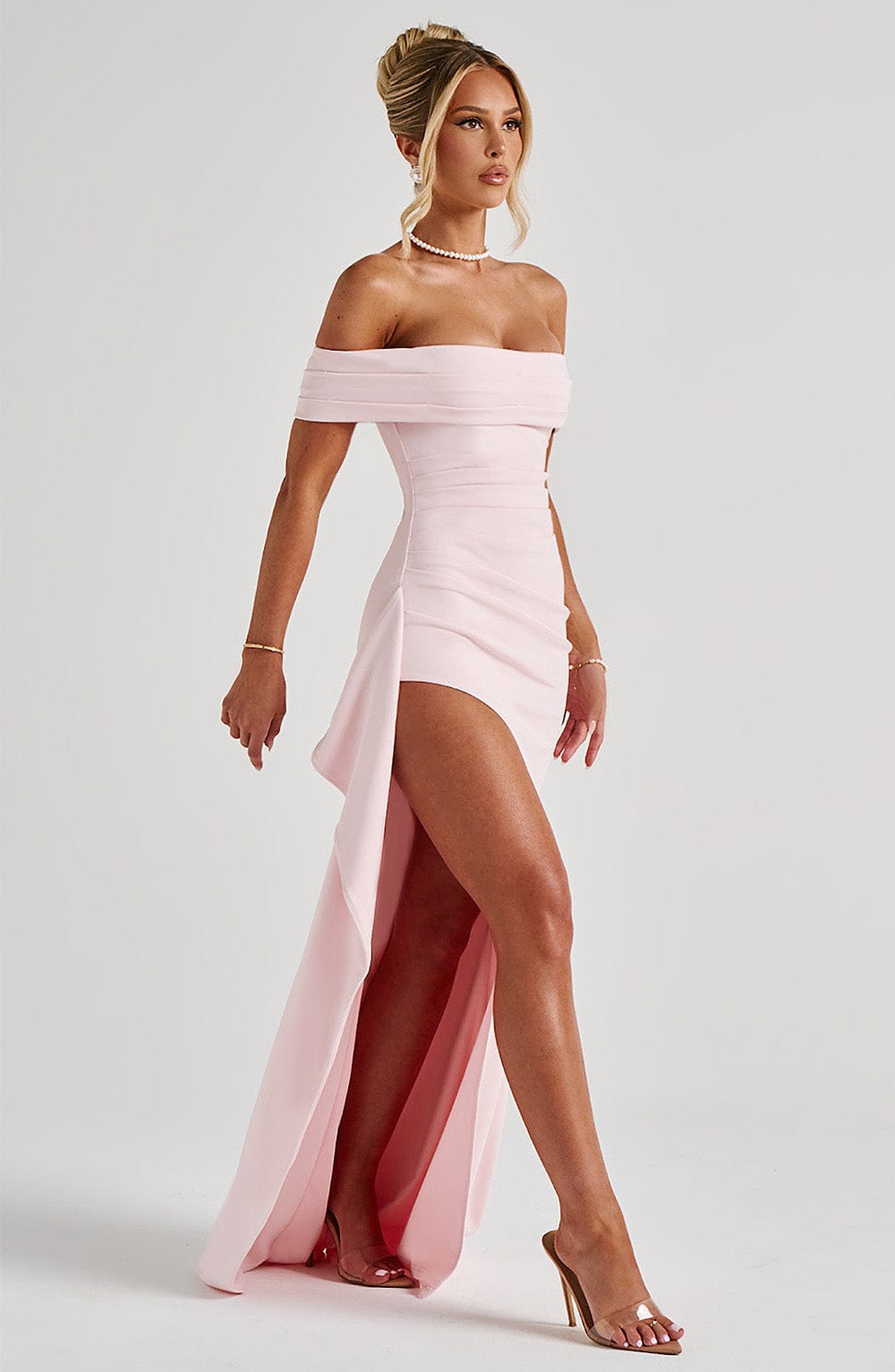Joyce | Bardot Maxi Dress - Blush