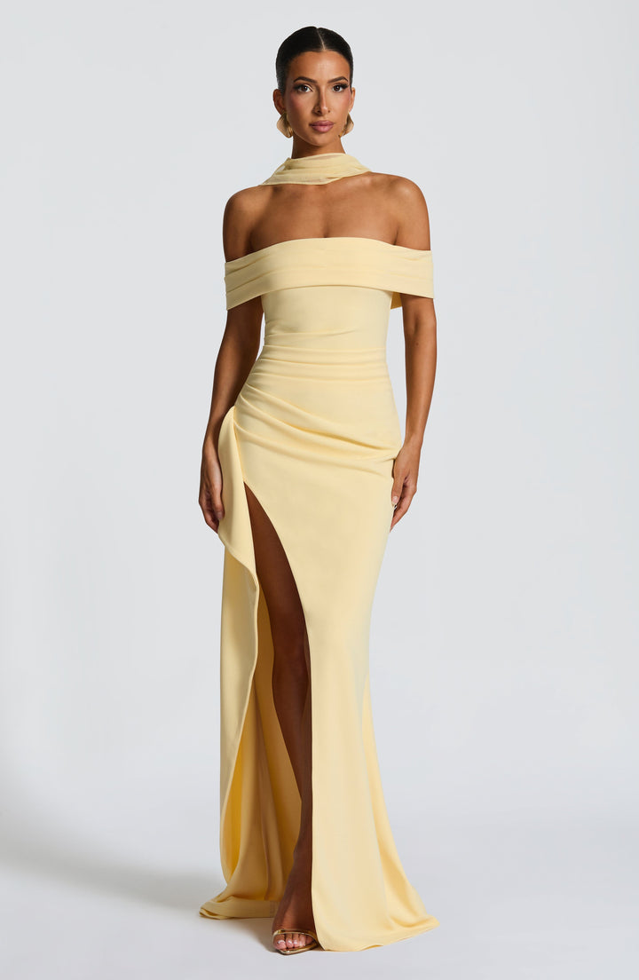 Joyce | Bardot Maxi Dress - Lemon