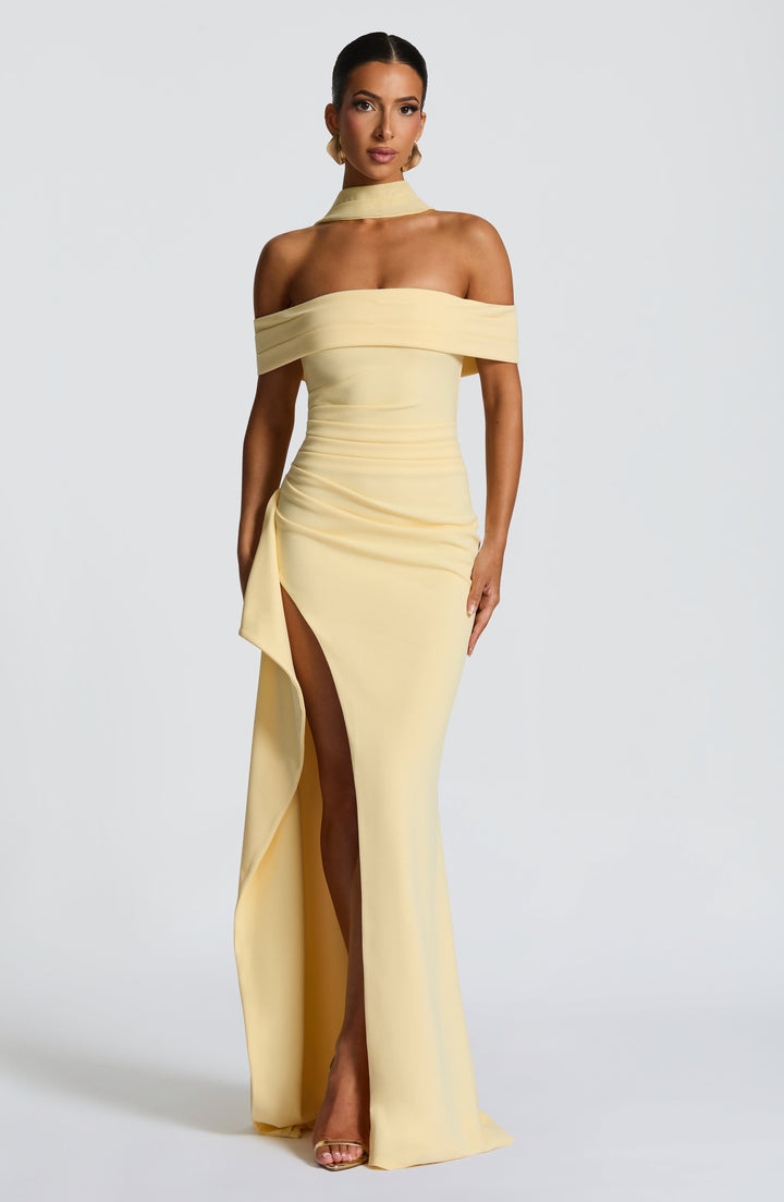 Joyce | Bardot Maxi Dress - Lemon