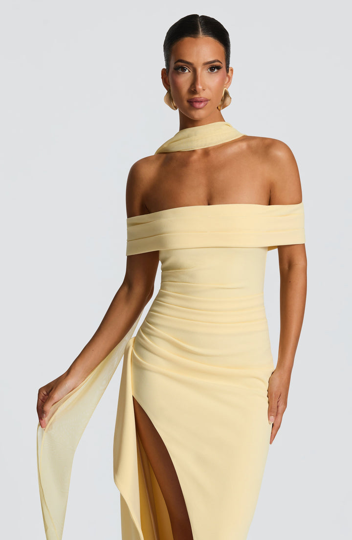 Joyce | Bardot Maxi Dress - Lemon