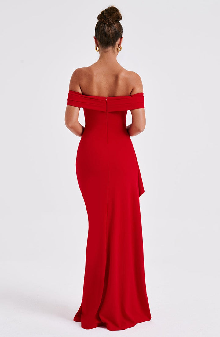 Joyce | Bardot Maxi Dress - Red
