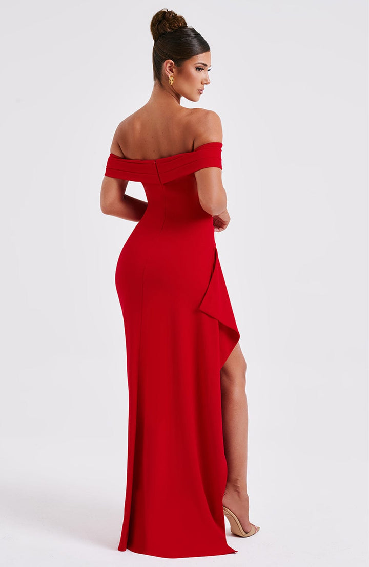 Joyce | Bardot Maxi Dress - Red