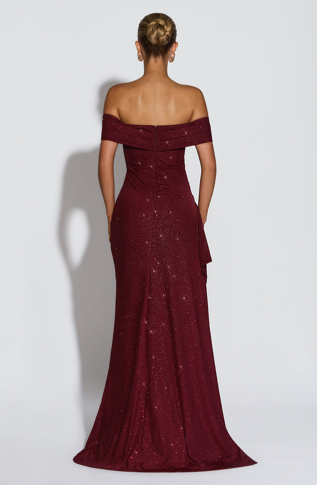 Joyce | Bardot Maxi Dress - Wine Sparkle