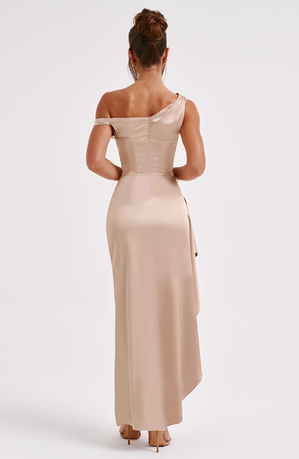 Elyra | Satin Corset Maxi Dress - Champagne