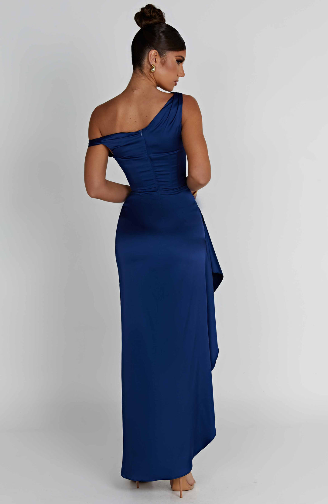 Elyra | Satin Corset Maxi Dress - Navy