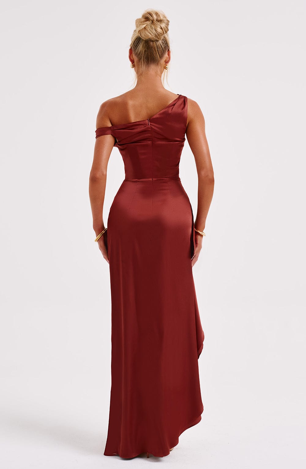 Elyra | Satin Corset Maxi Dress - Rust