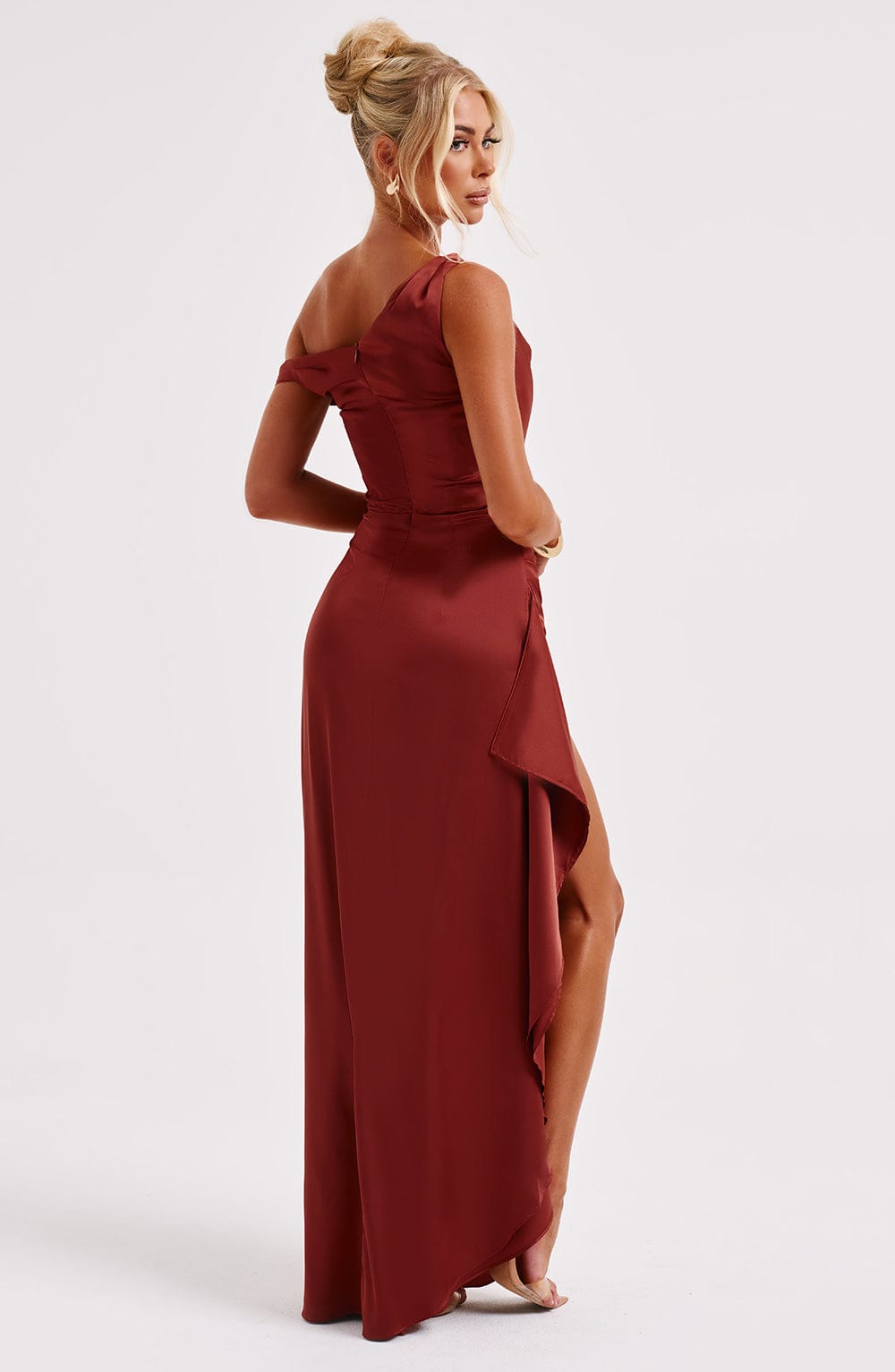 Elyra | Satin Corset Maxi Dress - Rust