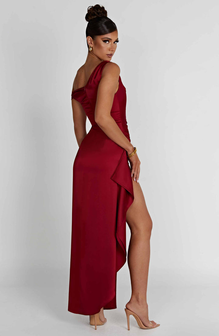 Elyra | Satin Corset Maxi Dress - Wine