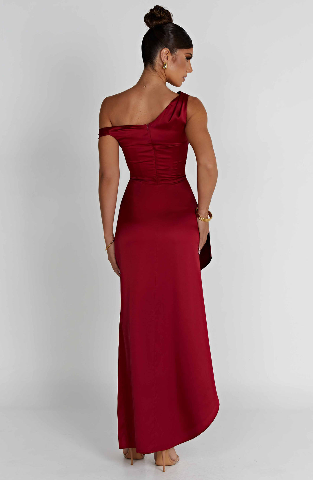 Elyra | Satin Corset Maxi Dress - Wine