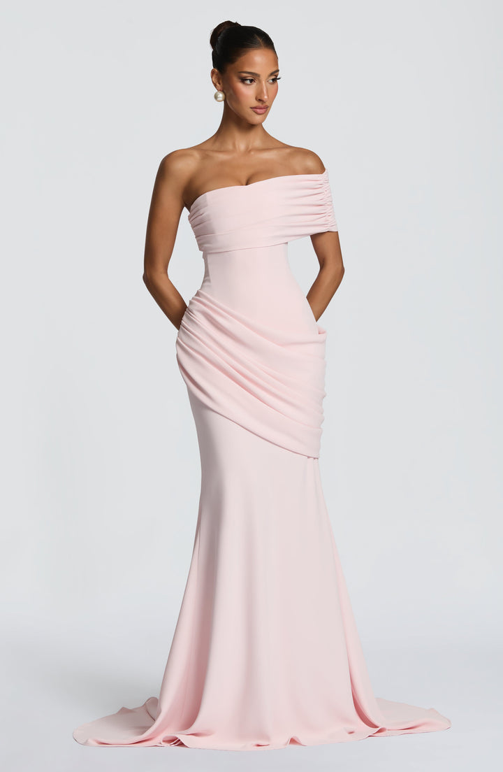 Zoreya | One-Shoulder Corset Gown - Blush