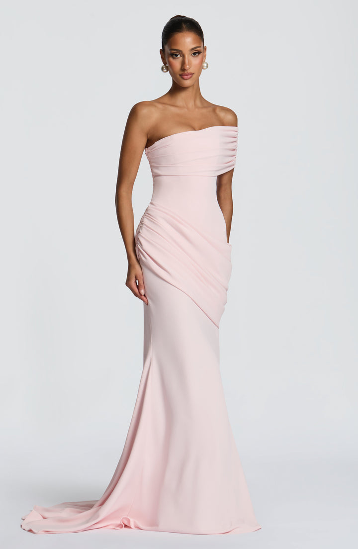 Zoreya | One-Shoulder Corset Gown - Blush