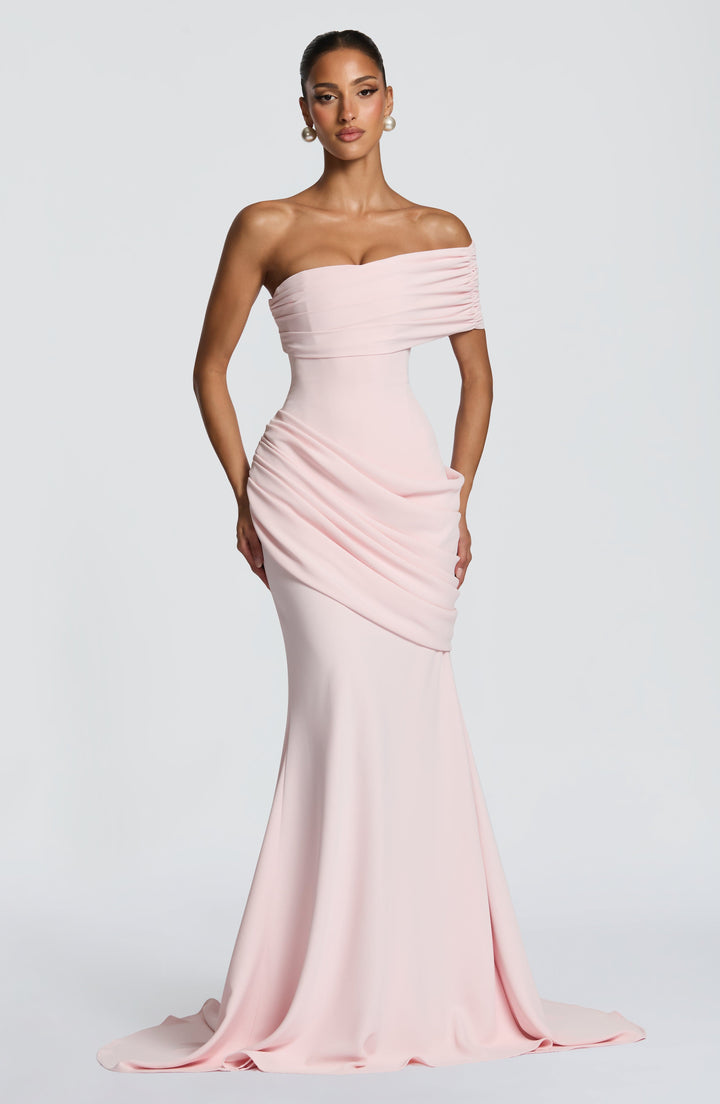 Zoreya | One-Shoulder Corset Gown - Blush