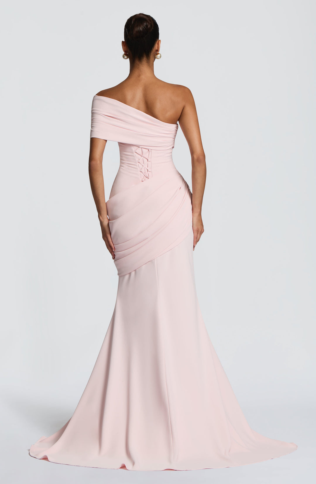 Zoreya | One-Shoulder Corset Gown - Blush