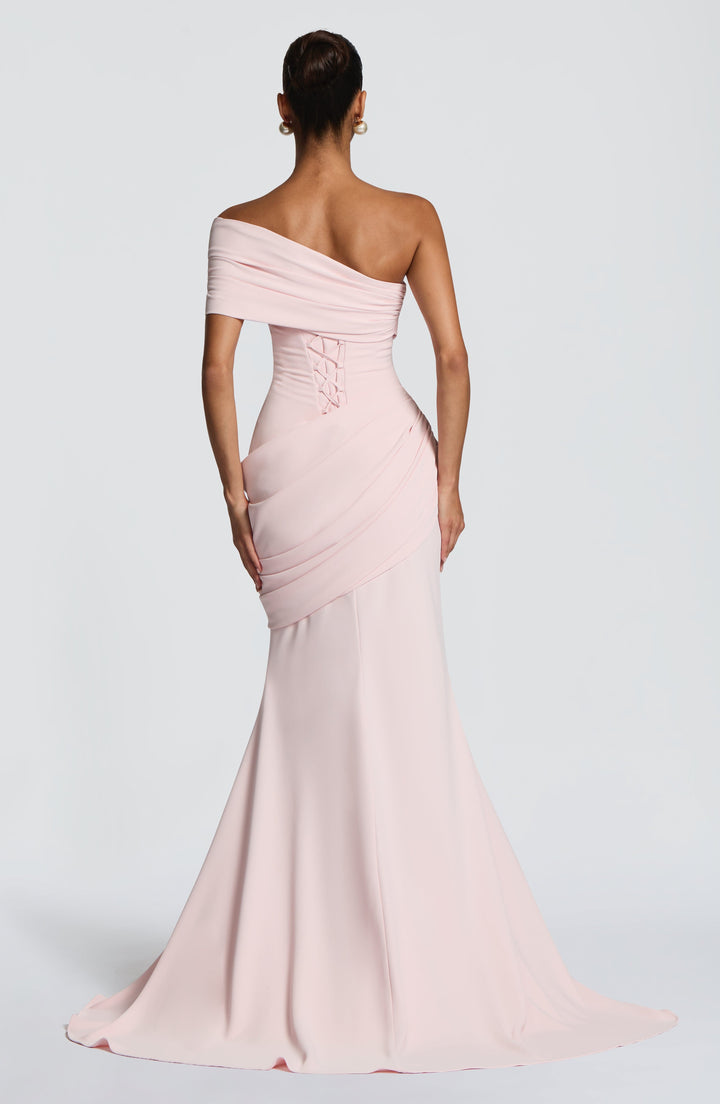Zoreya | One-Shoulder Corset Gown - Blush