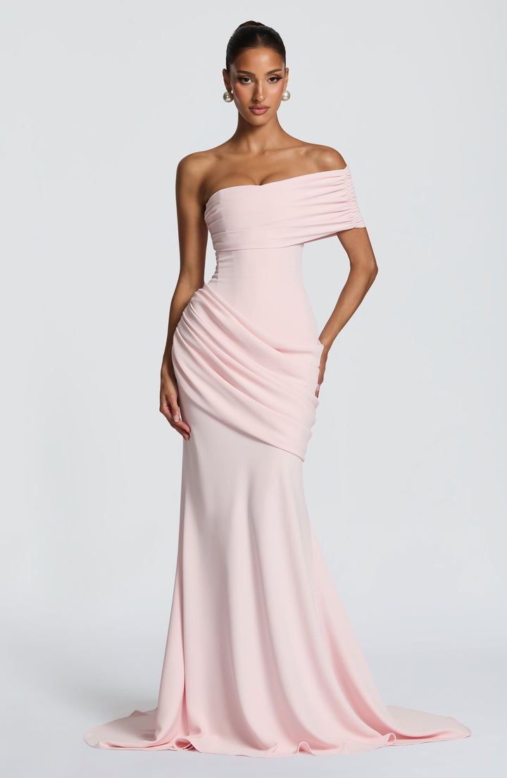 Zoreya | One-Shoulder Corset Gown - Blush