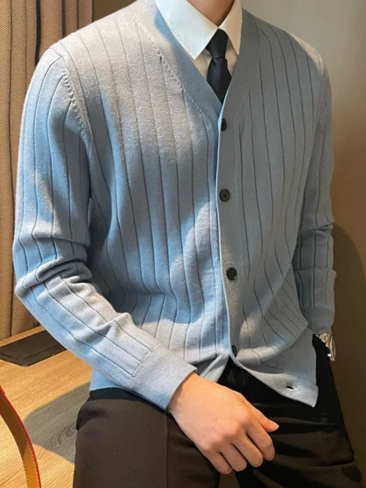 Soren | Textured Stripe Knit Cardigan