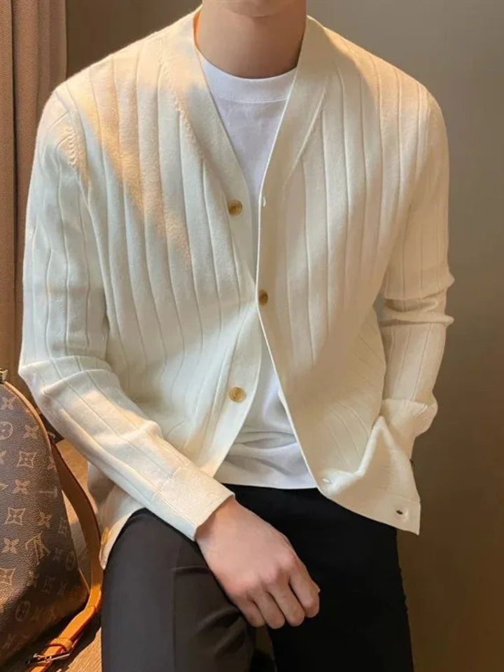 Soren | Textured Stripe Knit Cardigan