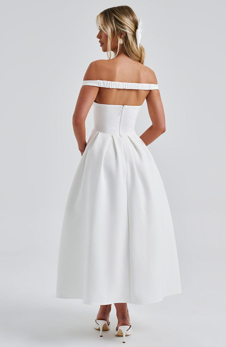 Lanetta | Pleated Midi Dress - Ivory