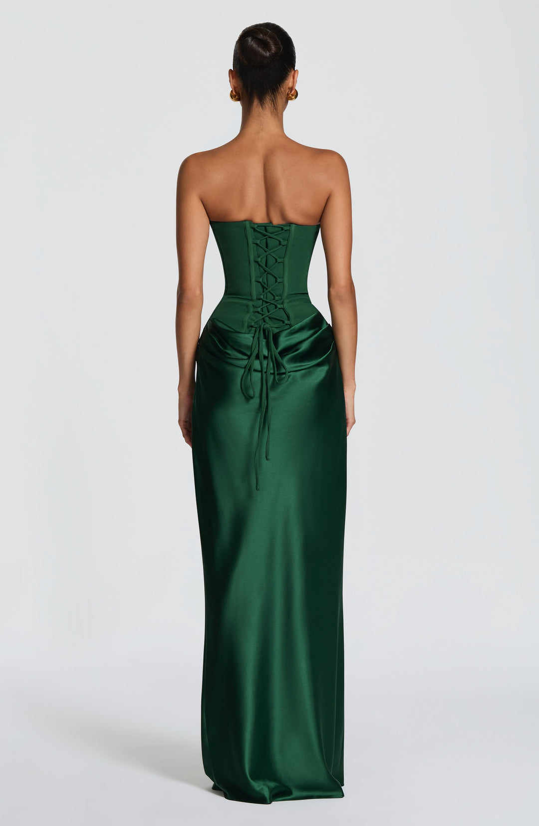 Maggie | Emerald Satin Maxi Dress - Emerald