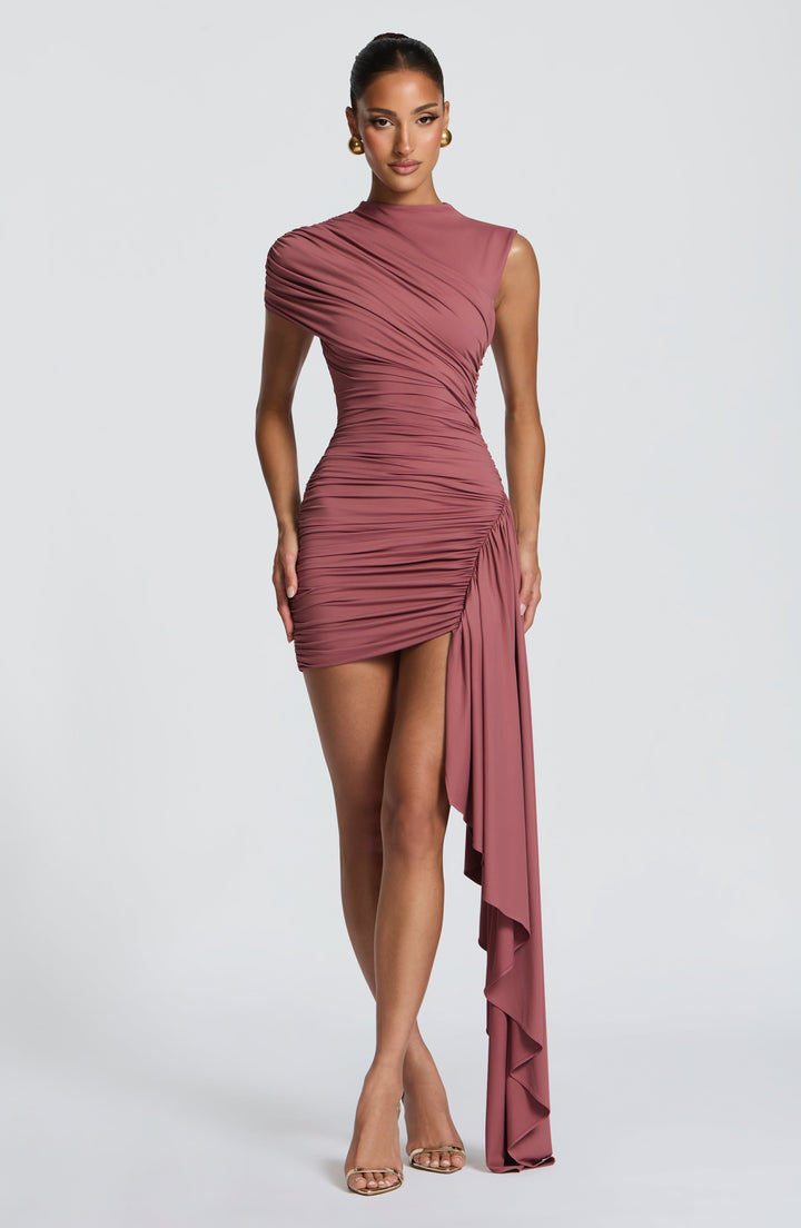Marnie | Sculpted Mini Dress - Rose Brown