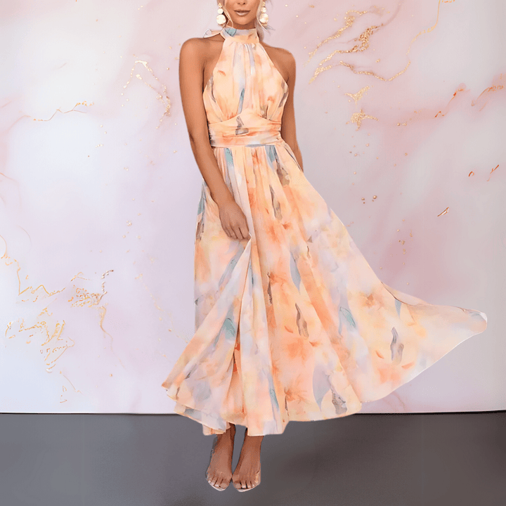 Esther | Watercolour Halterneck Maxi Dress
