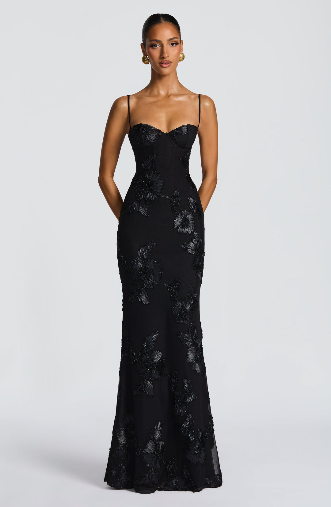 Nefertiti | Lace-Up Maxi Dress - Black