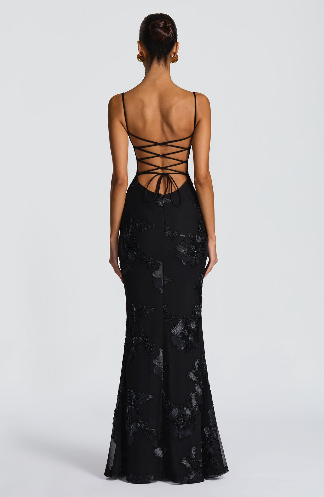 Nefertiti | Lace-Up Maxi Dress - Black