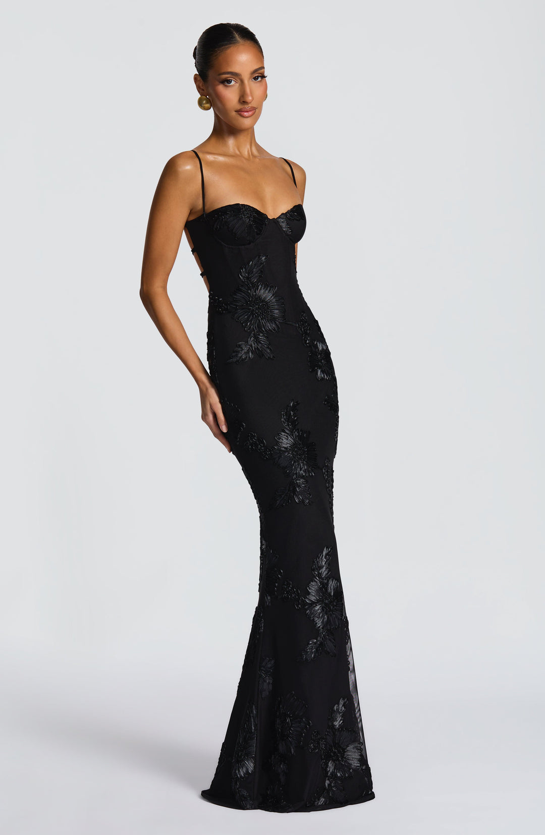 Nefertiti | Lace-Up Maxi Dress - Black