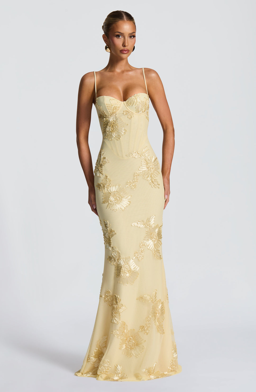 Nefertiti | Lace-Up Maxi Dress - Lemon