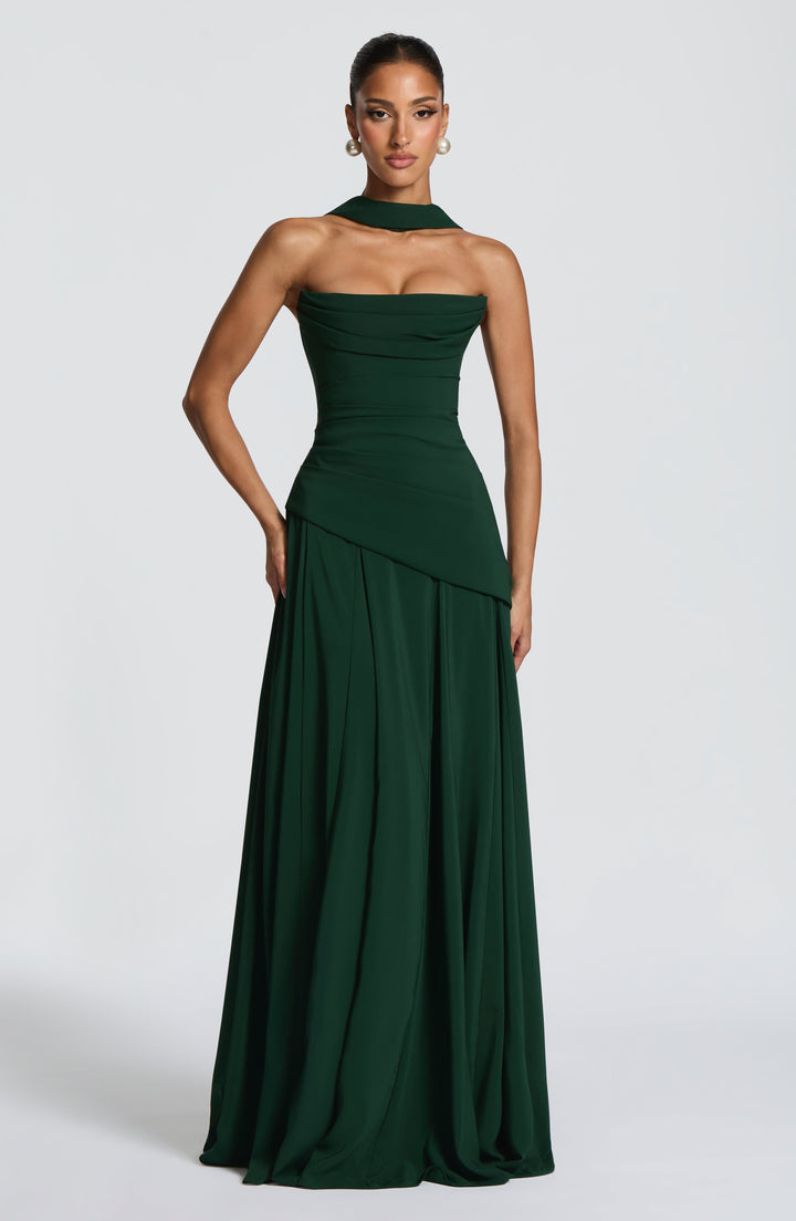 Patricia | Chiffon Maxi Dress - Emerald