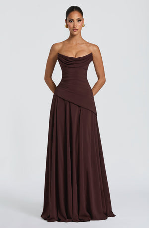 Patricia | Chiffon Maxi Dress - Plum Brown