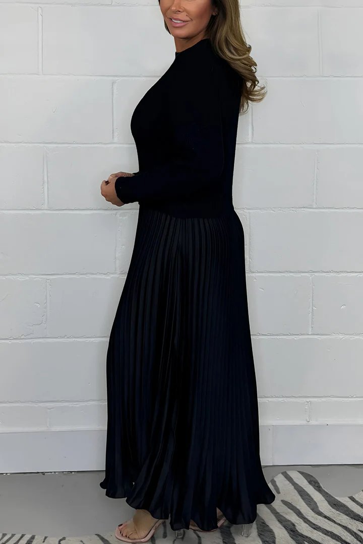 Rosalie | Patchwork Sweatshirt &amp; Pleated Dress Set