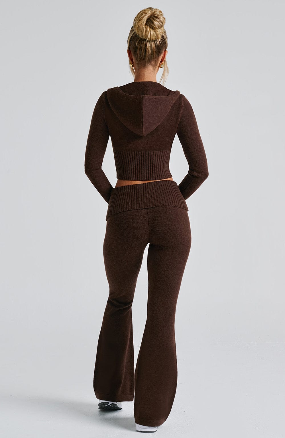 Portia | Knit Flare Pants - Chocolate