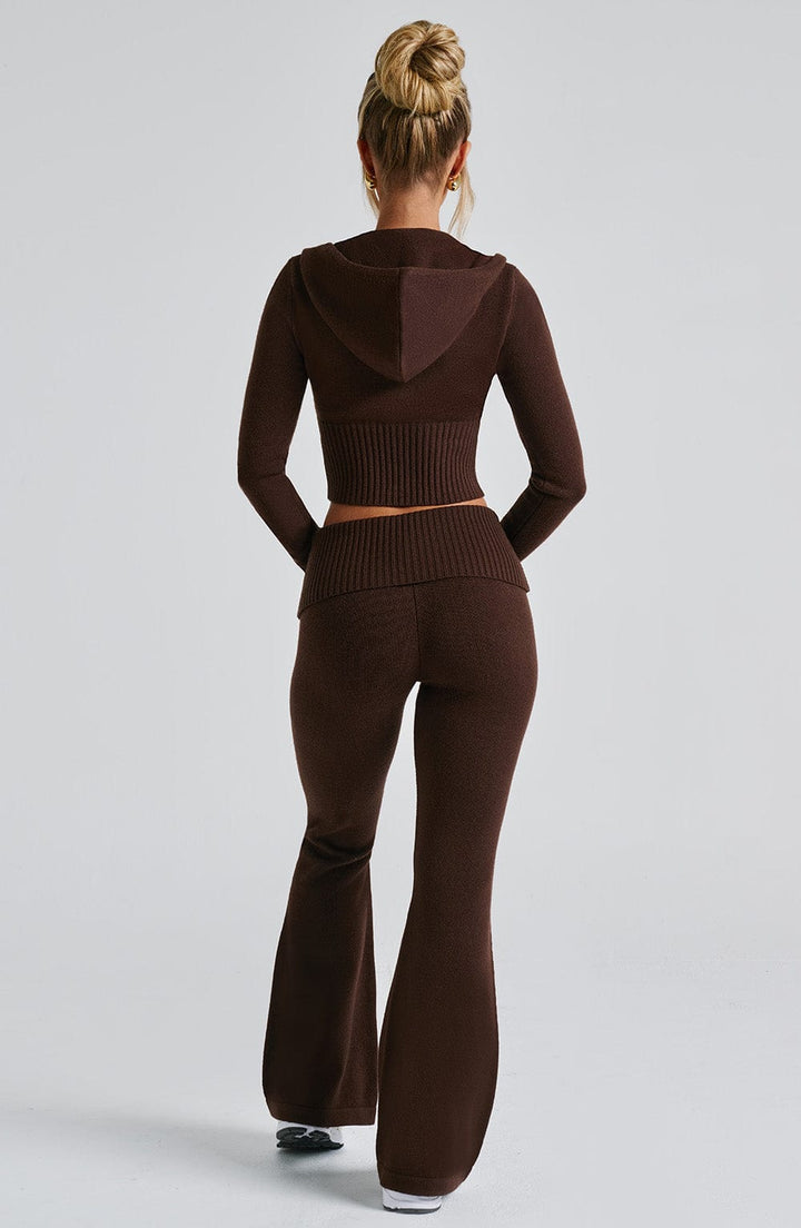 Portia | Knit Flare Pants - Chocolate