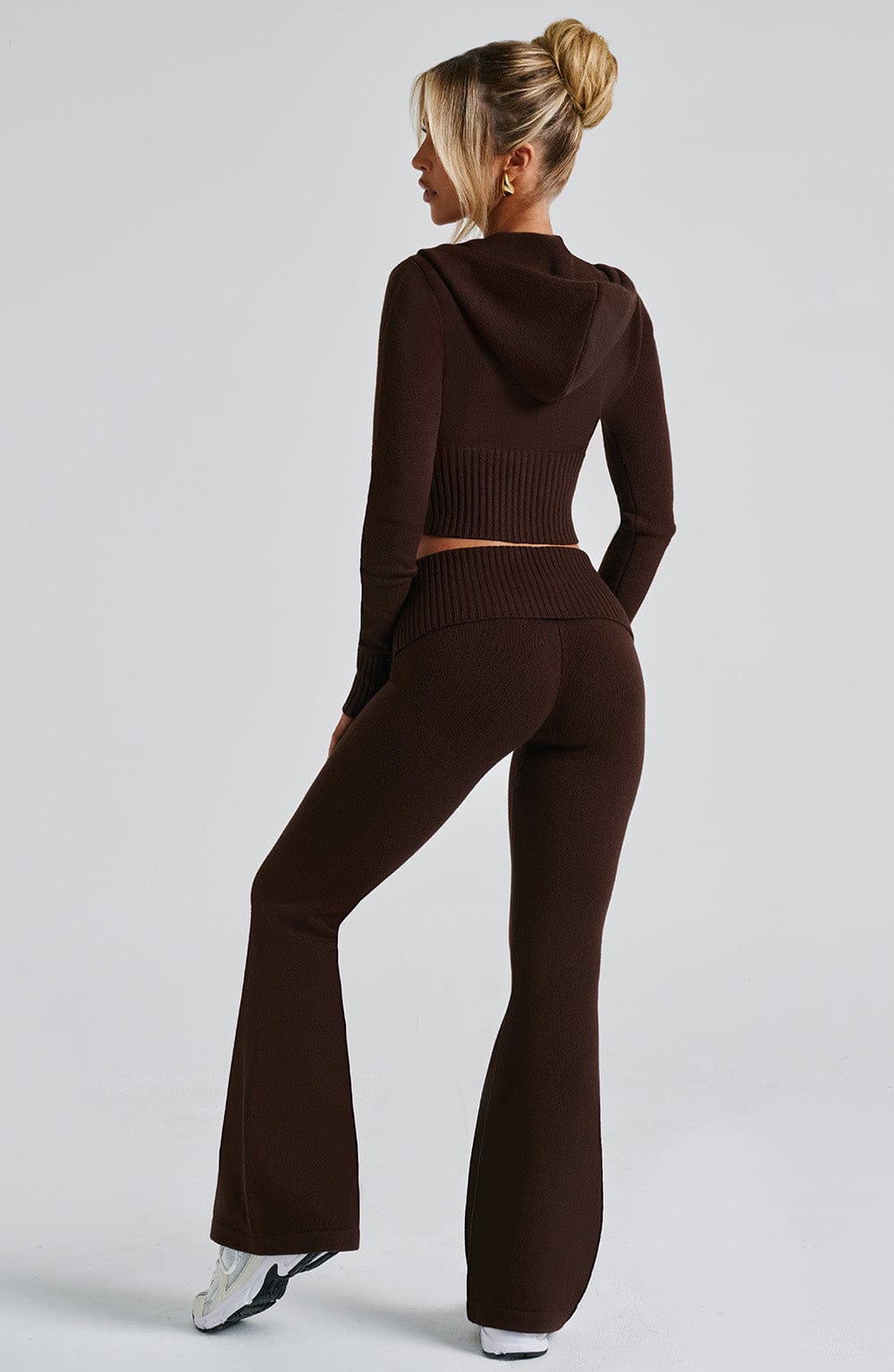 Portia | Knit Flare Pants - Chocolate