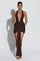 Rosetta | Plunge Mini Dress - Plum Brown Sparkle