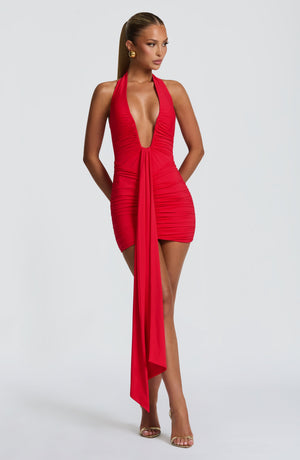 Rosetta | Plunge Mini Dress - Red