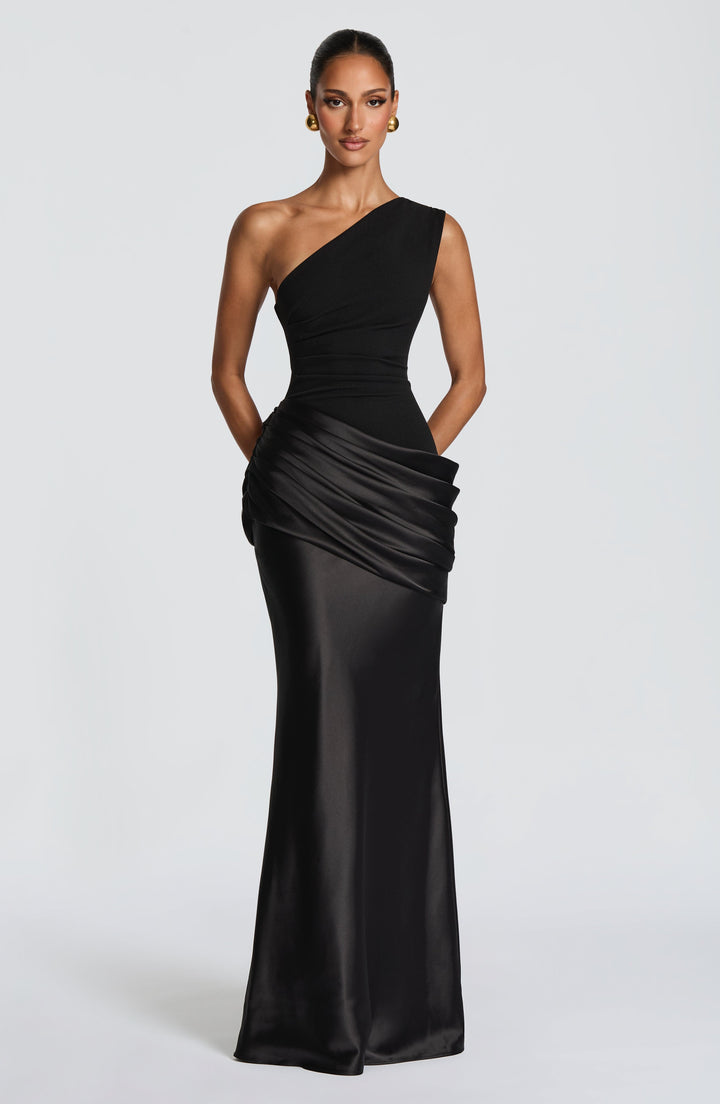 Sadona | One-Shoulder Maxi Dress - Black