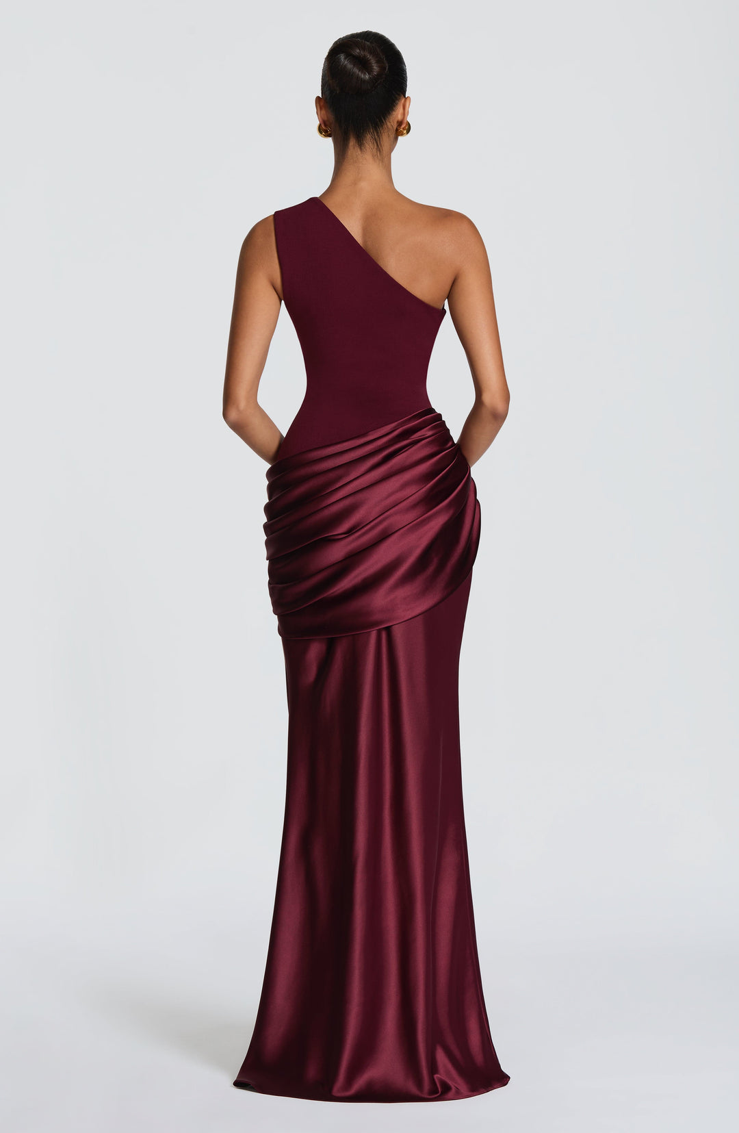 Sadona | One-Shoulder Maxi Dress - Cherry Laquer