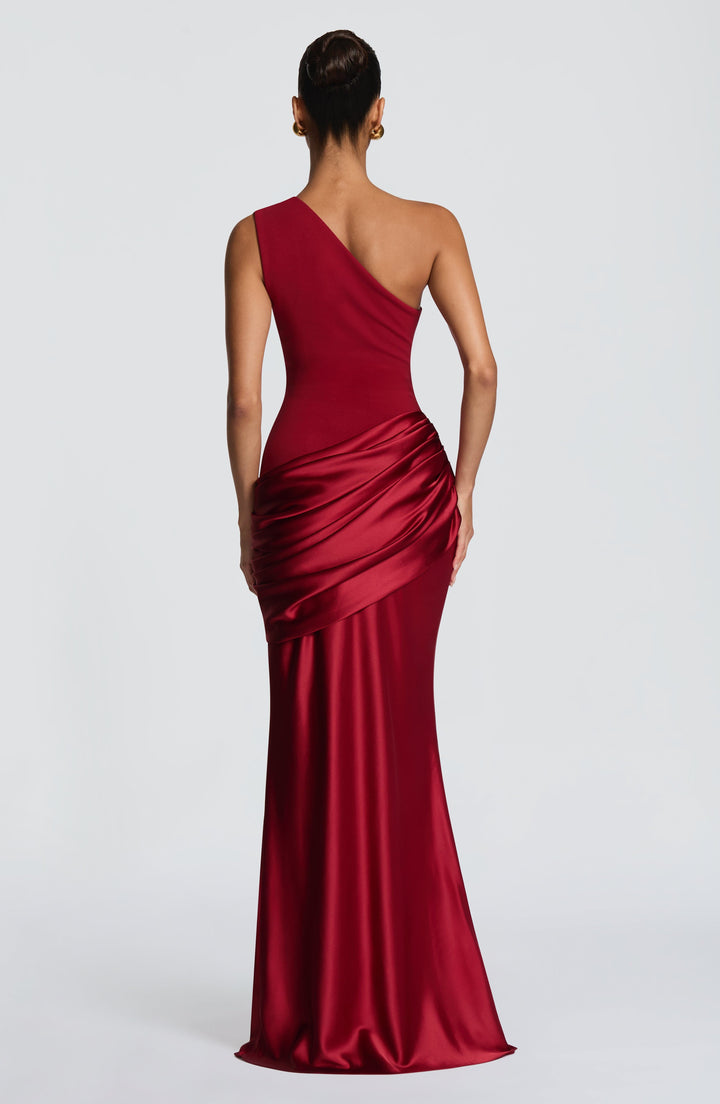 Sadona | One Shoulder Maxi Dress - Deep Red
