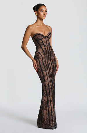 Sian | Lace Maxi Dress - Black