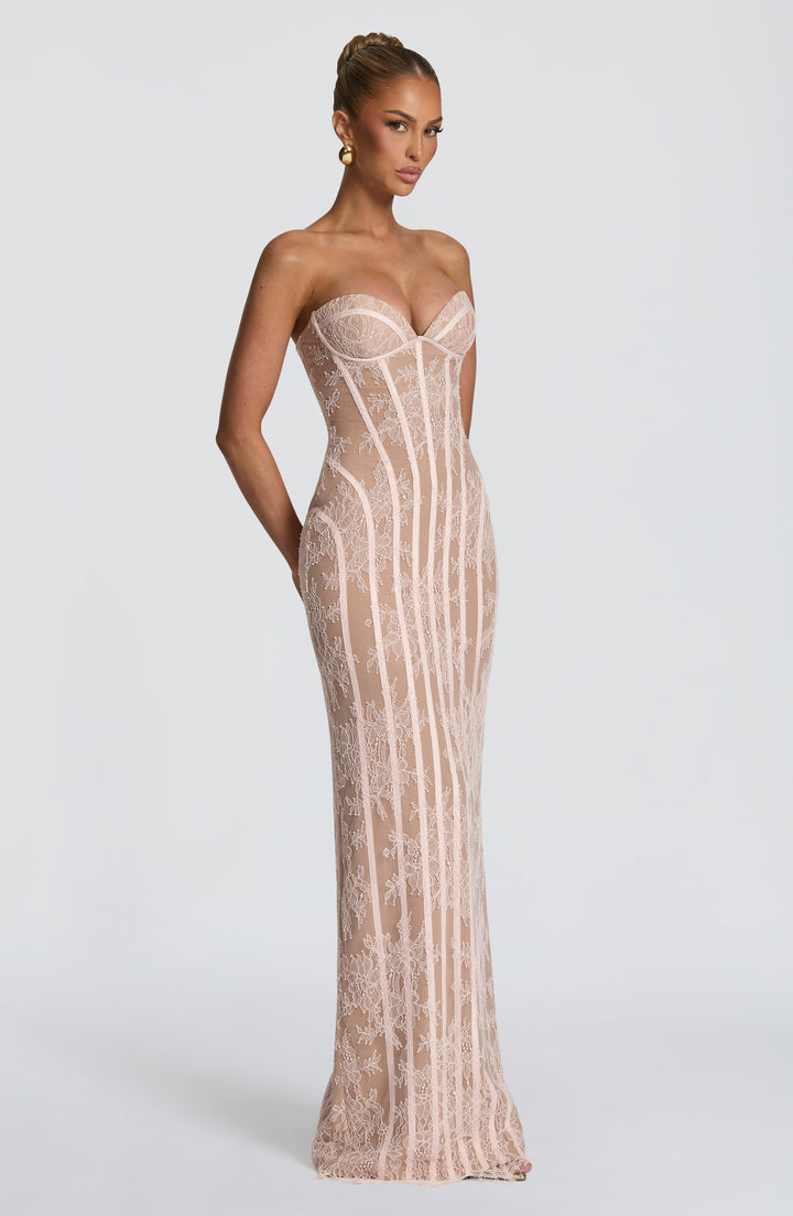 Sian | Lace Maxi Dress - Blush