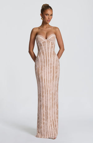 Sian | Lace Maxi Dress - Blush