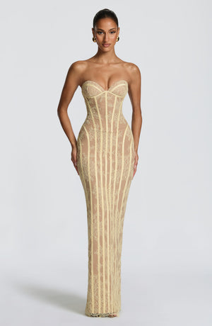 Sian | Lace Maxi Dress - Lemon