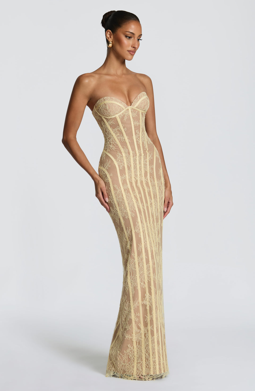 Sian | Lace Maxi Dress - Lemon