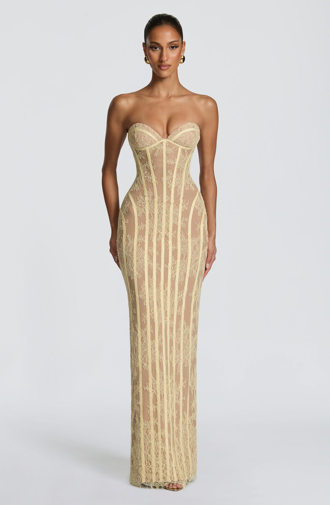 Sian | Lace Maxi Dress - Lemon