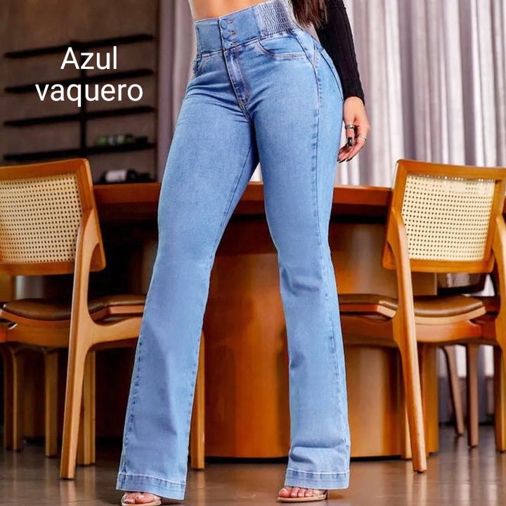 High-Waisted Stretch Flared Jeans