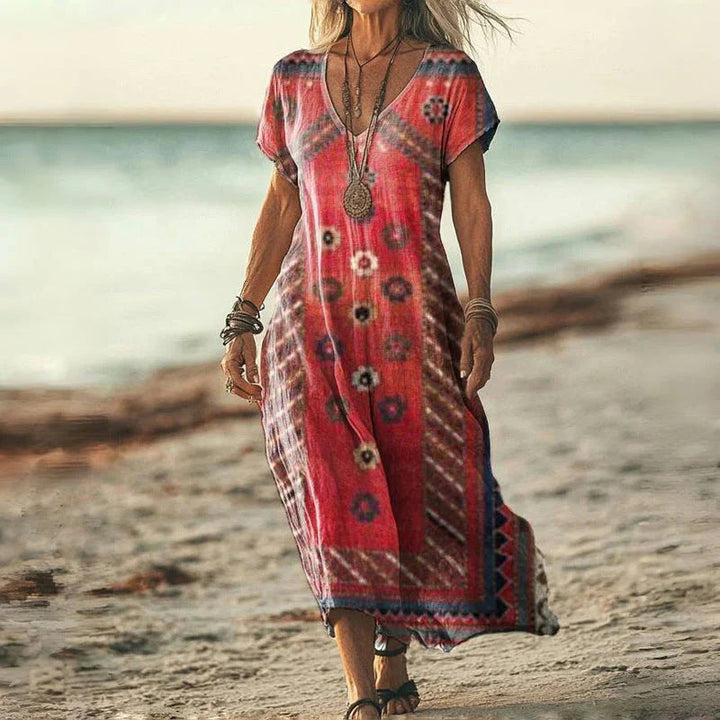 Demitry | Airy Vintage Print Midi Dress