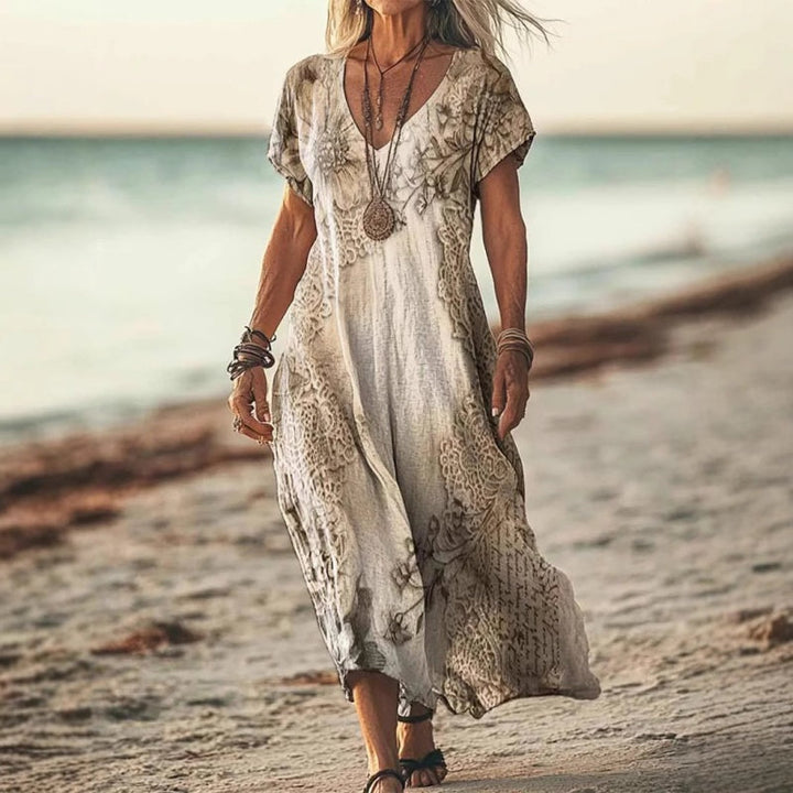 Demitry | Airy Vintage Print Midi Dress